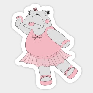 Grey Ballerina Hippo In Pink Tutu Digital Art | Melanie Jensen Illustrations Sticker